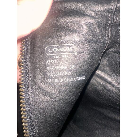 Coach Mackenna Size 8 High Heel Booties Boots Embossed Cuff Leather Black - Picture 9 of 12